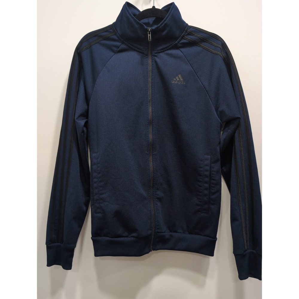 Adidas Ripstop Track Jacket Navy Blue Black 3 Stripe‎ Logo Men's Size Small